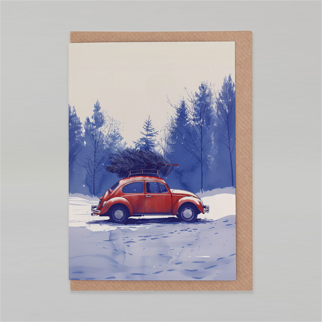 Kerstkaart "Boom kopen"