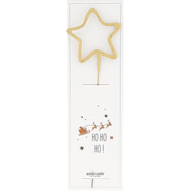 Weihnachtliche Kerze in Sternform mit der Aufschrift "HO HO HO!"