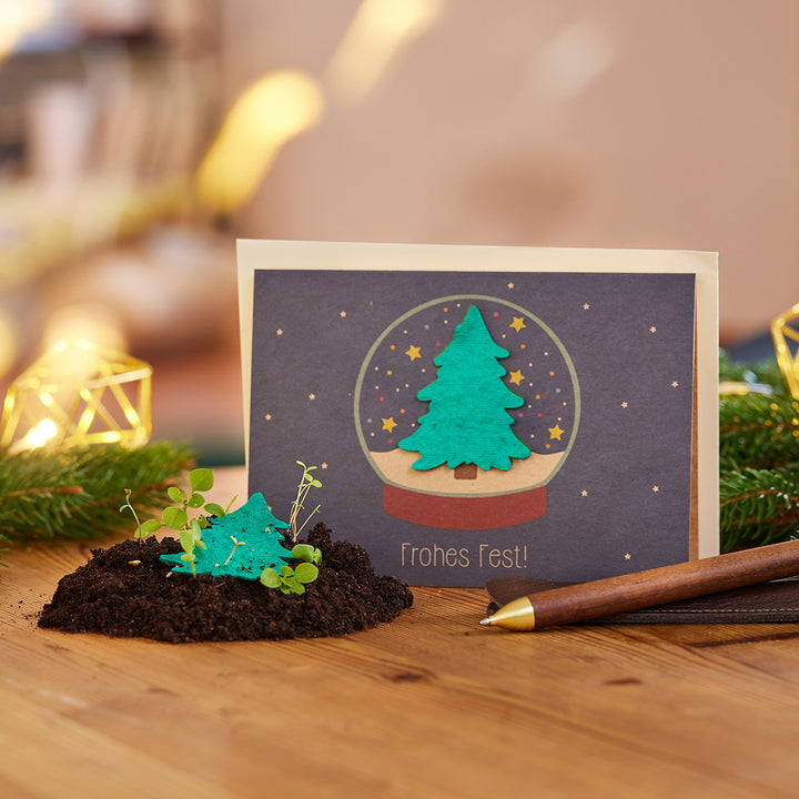 Weihnachtskarte - Frohes Fest - Tannenbaum in Glaskugel