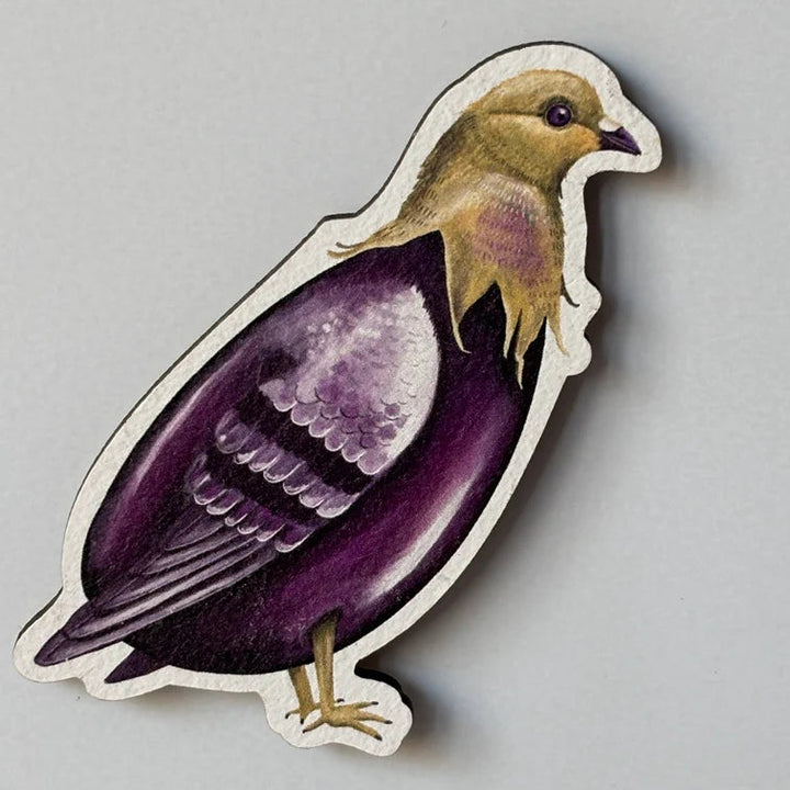 Houten magneet groentevogels - Aubergine