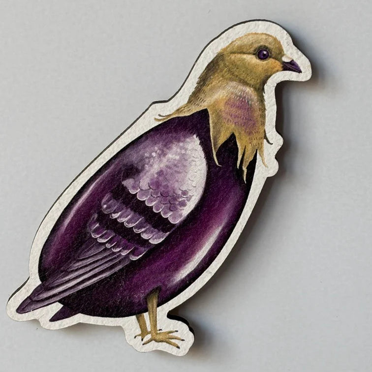 Houten magneet groentevogels - Aubergine