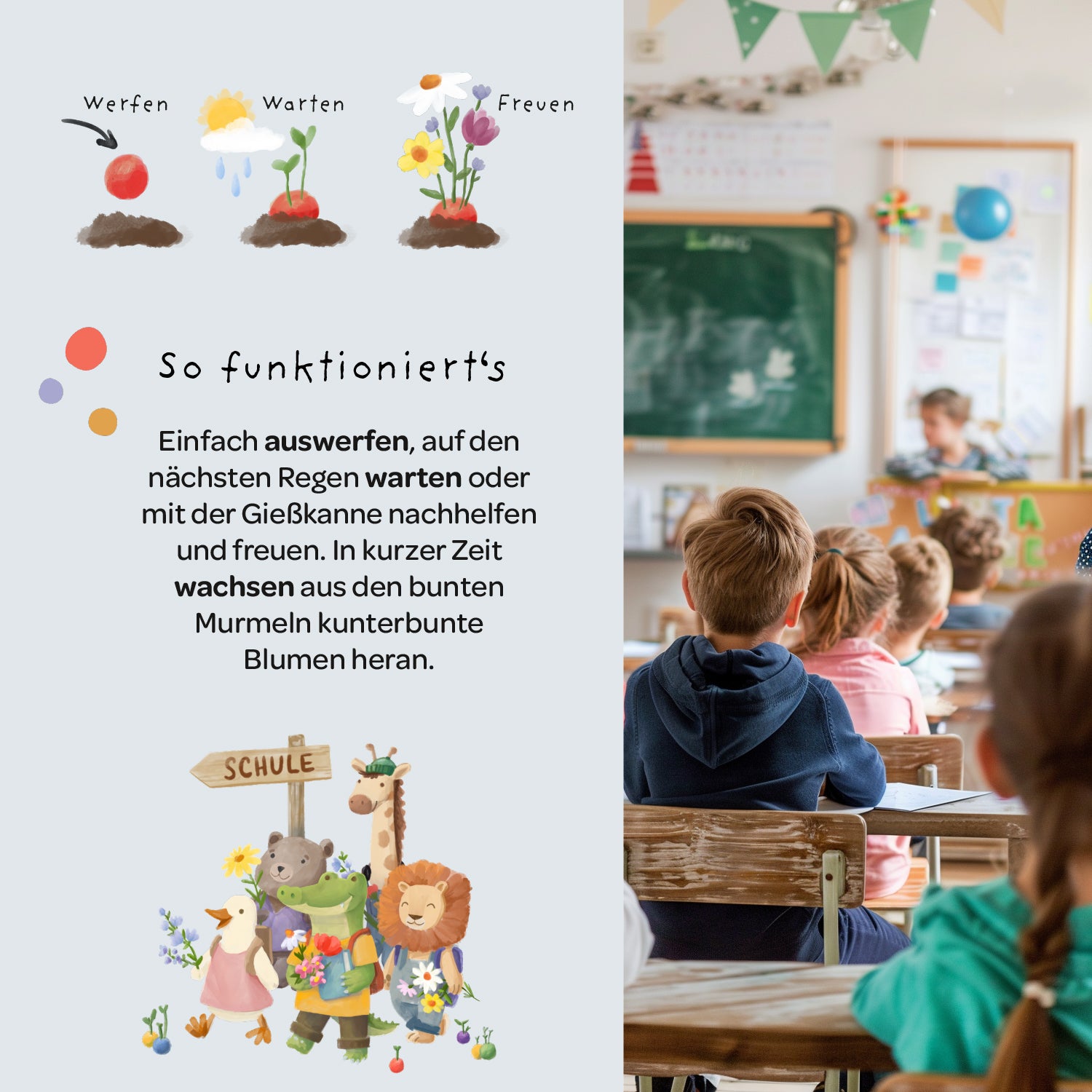 5 bloemknikkers in zakje voor schoolstart "Graffiti"