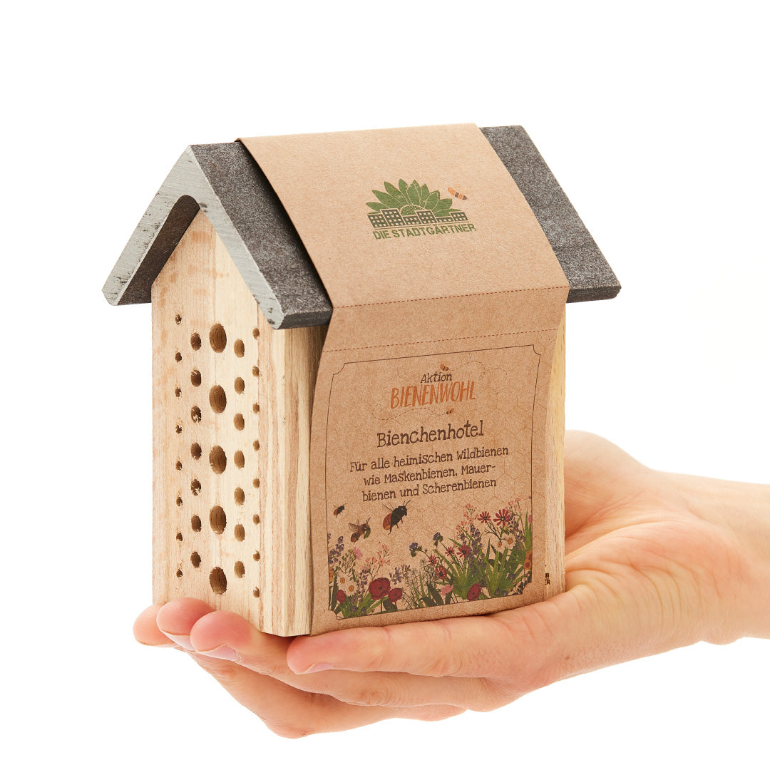 Bijenhotel • Insectenhotel • Wildbijenhotel • Veilige schuilplaats voor talloze wilde bijen • Weerbestendig en duurzaam
